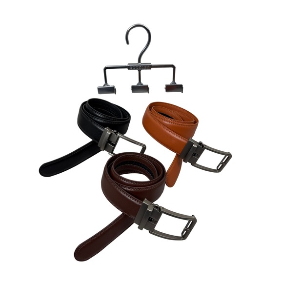 Buckley Other - Buckley Belt Mens Black Brown Tan Ratchet Slide Adjustable 3 Pack Trio Hanger